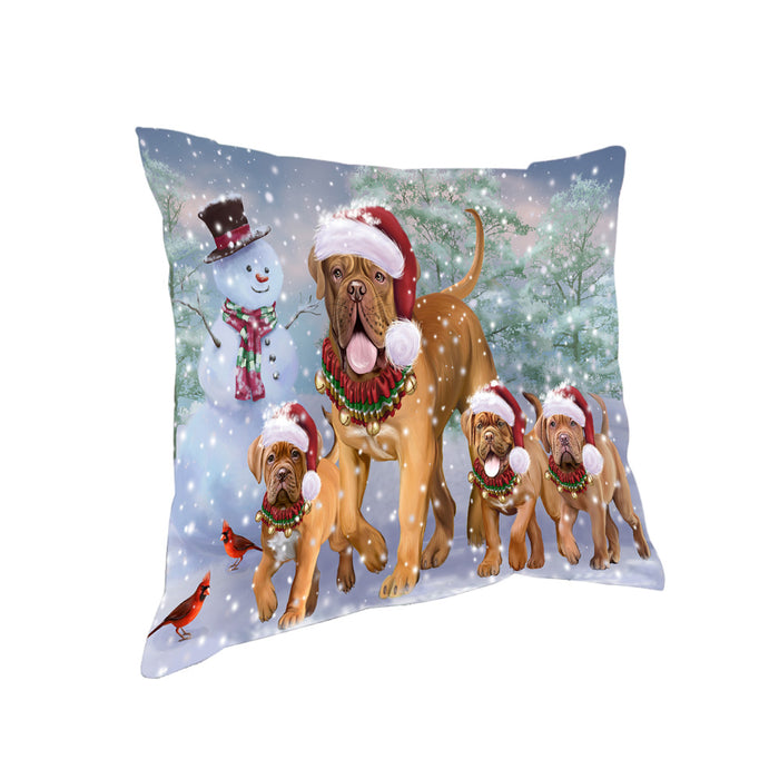 Christmas Running Family Dog De Bordeaux Dogs Pillow with Top Quality High-Resolution Images - Ultra Soft Pet Pillows for Sleeping - Reversible & Comfort - Ideal Gift for Dog Lover - Cushion for Sofa Couch Bed - 100% Polyester