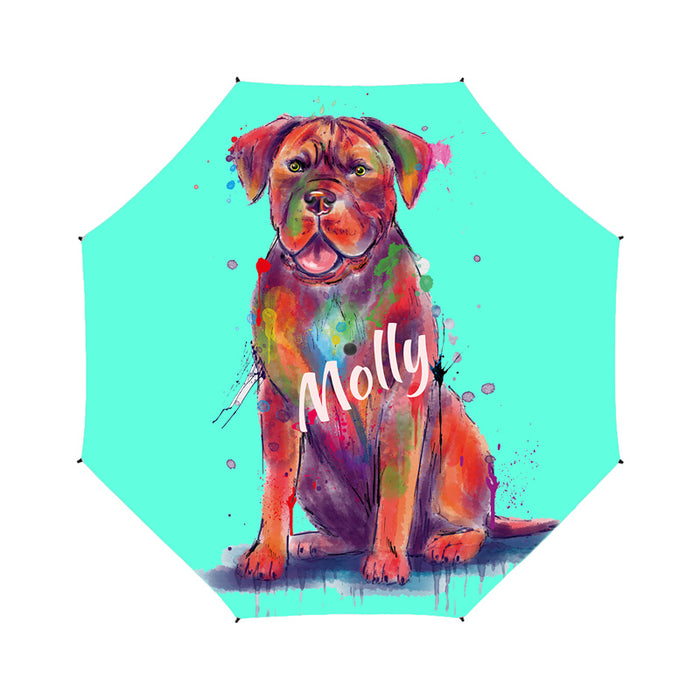 Custom Pet Name Personalized Watercolor Dogue De Bordeaux DogSemi-Automatic Foldable Umbrella