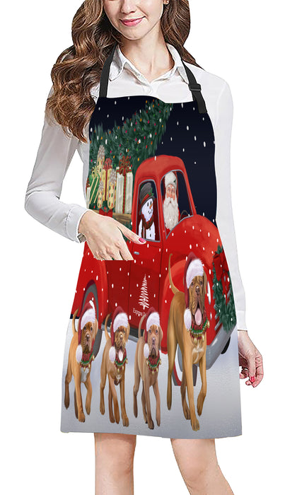 Christmas Express Delivery Red Truck Running Dogue de Bordeaux Dogs Apron Apron-48124