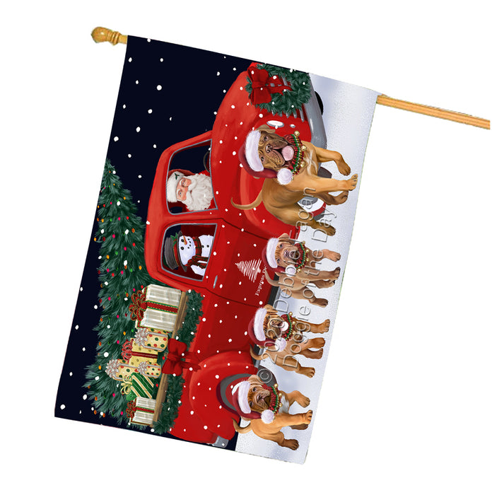Christmas Express Delivery Red Truck Running Dogue de Bordeaux Dogs House Flag FLG66519