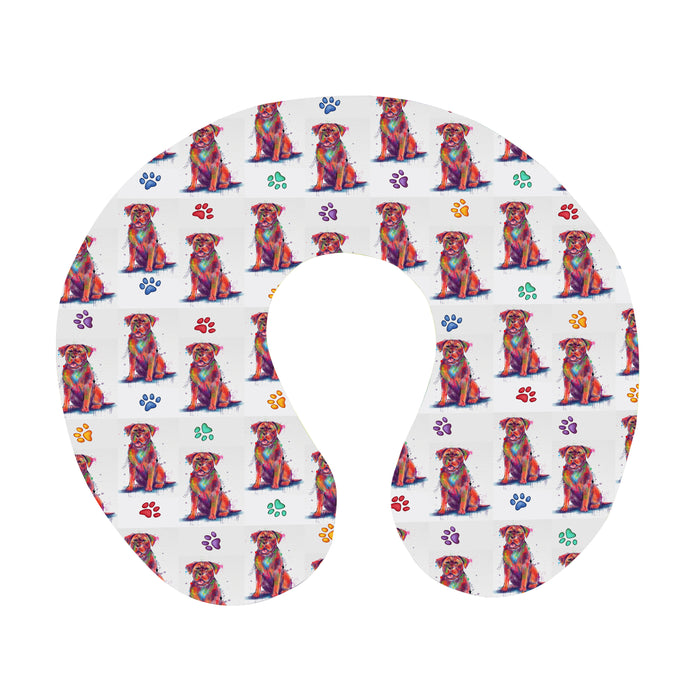 Watercolor Mini Dogue De Bordeaux Dogs U-Shape Travel Pillow