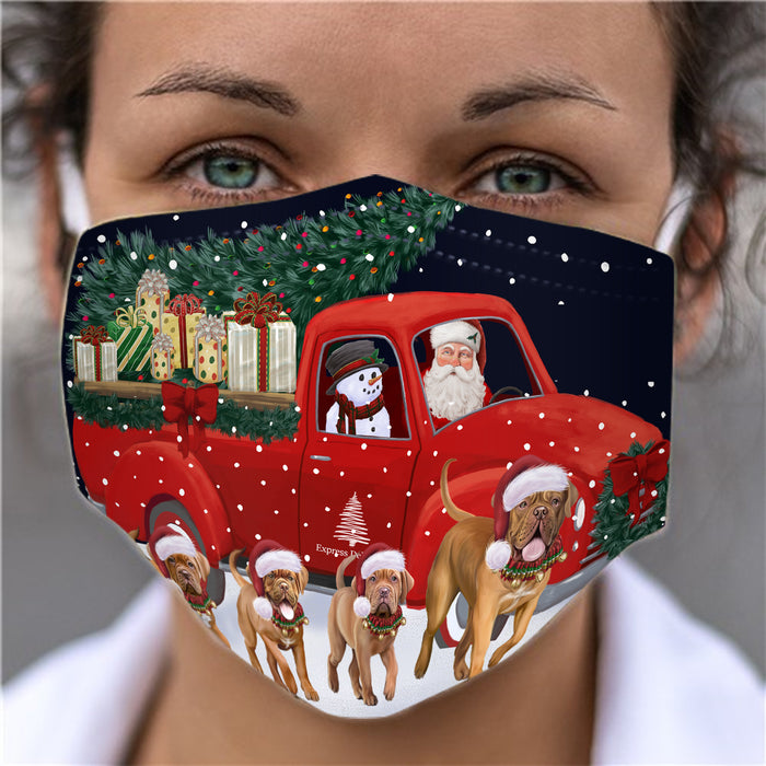 Christmas Express Delivery Red Truck Running Dogue de Bordeaux Dogs Face Mask FM49867