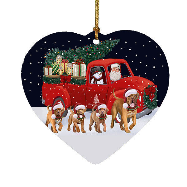 Christmas Express Delivery Red Truck Running Dogue de Bordeaux Dogs Heart Christmas Ornament RFPOR58090