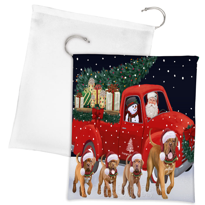 Christmas Express Delivery Red Truck Running Dogue de Bordeaux Dogs Drawstring Laundry or Gift Bag LGB48899