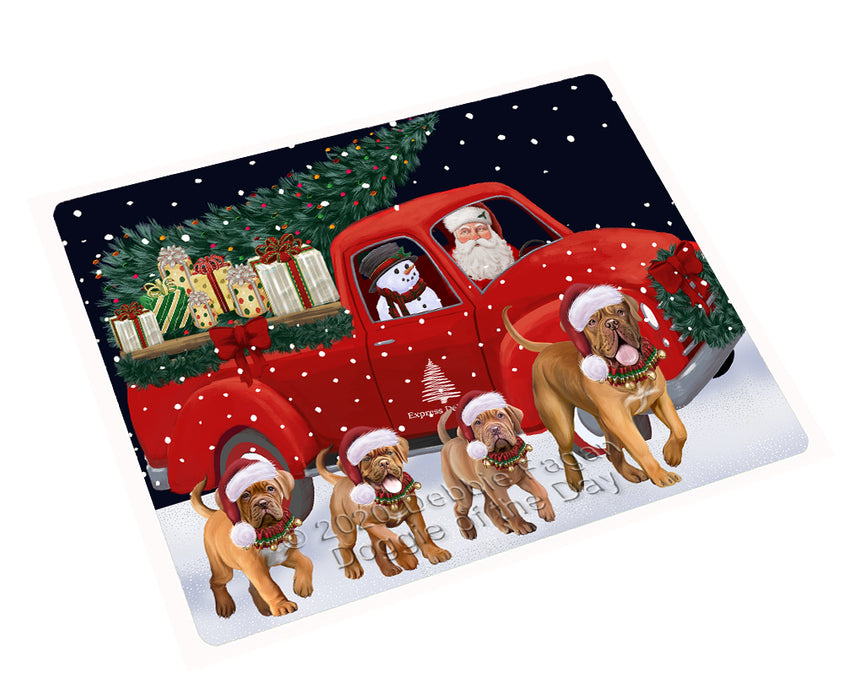 Christmas Express Delivery Red Truck Running Dogue de Bordeaux Dogs Cutting Board - Easy Grip Non-Slip Dishwasher Safe Chopping Board Vegetables C77797