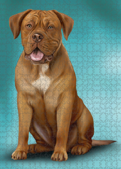 Dogue De Bordeaux Dog Portrait Jigsaw Puzzle for Adults Animal Interlocking Puzzle Game Unique Gift for Dog Lover's with Metal Tin Box