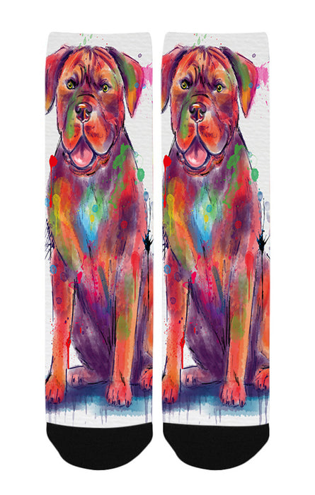 Watercolor Dogue De Bordeaux Dog Women's Casual Socks