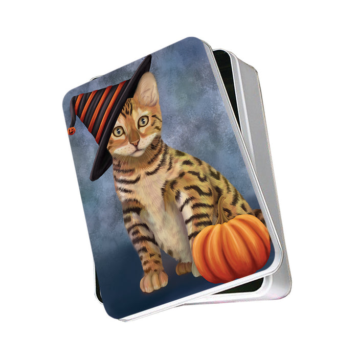 Happy Halloween Dragon Li Cat Wearing Witch Hat with Pumpkin Photo Storage Tin PITN54842