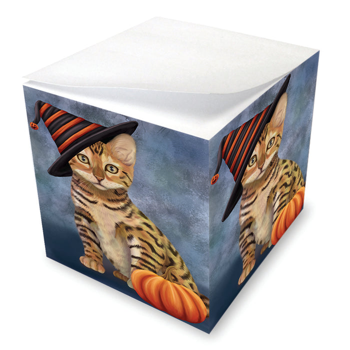 Happy Halloween Dragon Li Cat Wearing Witch Hat with Pumpkin Note Cube NOC56545