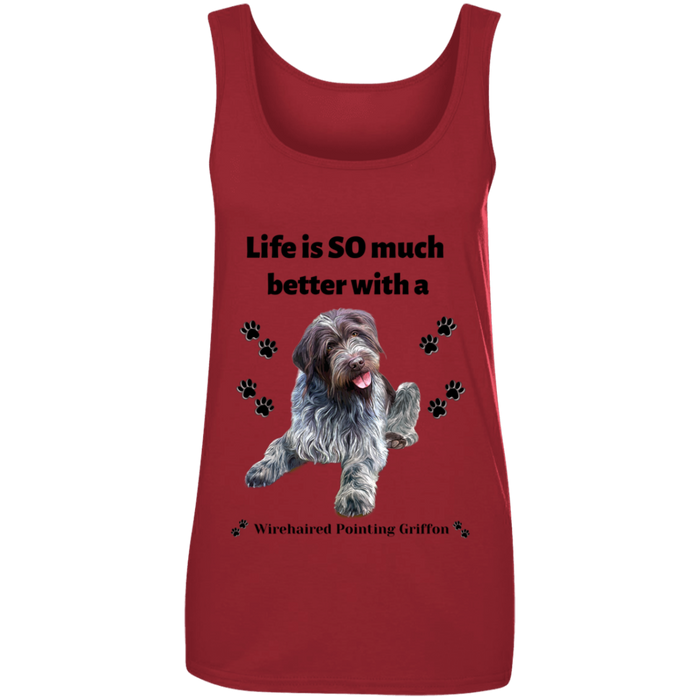 Women's Tank Top Life is Bettter Wirehaired Pointing Griffon