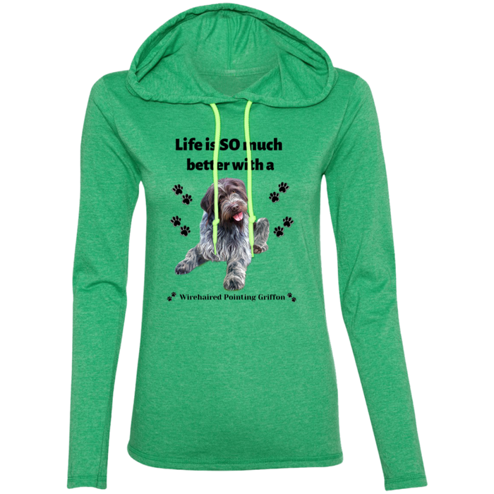 Women's Long Sleeved T-Shirt Hoodie Wirehaired Pointing Griffon Life is Better