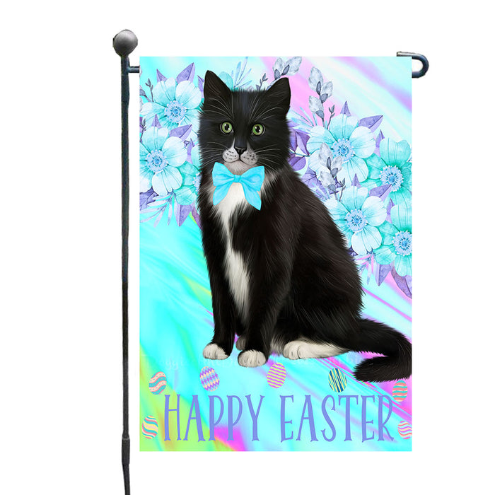 Easter Floral Tuxedo Cats Garden Flags- Outdoor Double Sided Garden Yard Porch Lawn Spring Decorative Vertical Home Flags 12 1/2"w x 18"h