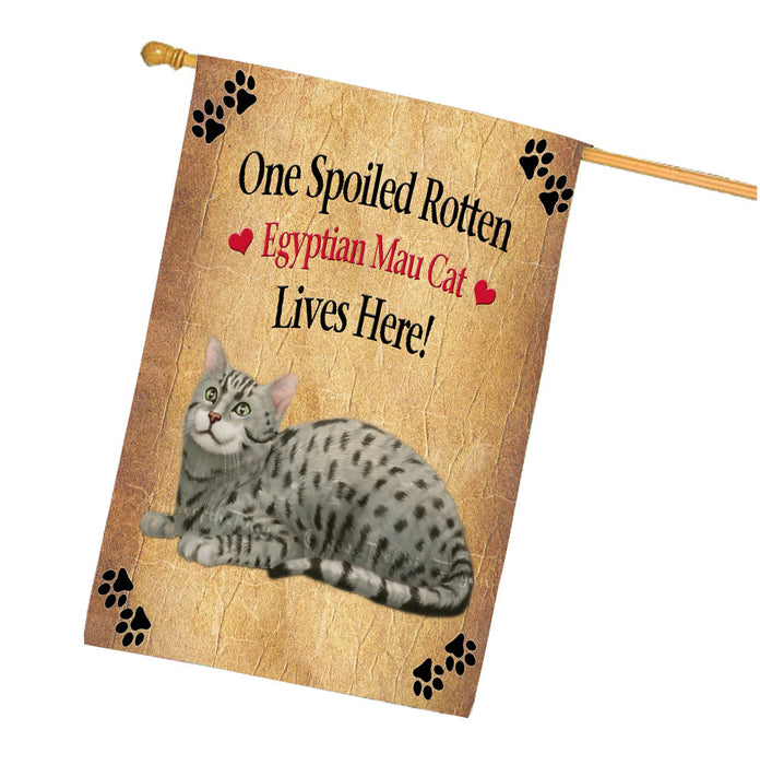 Spoiled Rotten Egyptian Mau Cat House Flag Outdoor Decorative Double Sided Pet Portrait Weather Resistant Premium Quality Animal Printed Home Decorative Flags 100% Polyester FLG68329