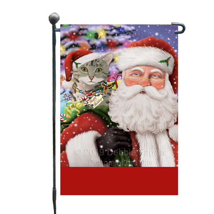 Personalized Santa Carrying Egyptian Mau Cat and Christmas Presents Custom Garden Flag GFLG63774