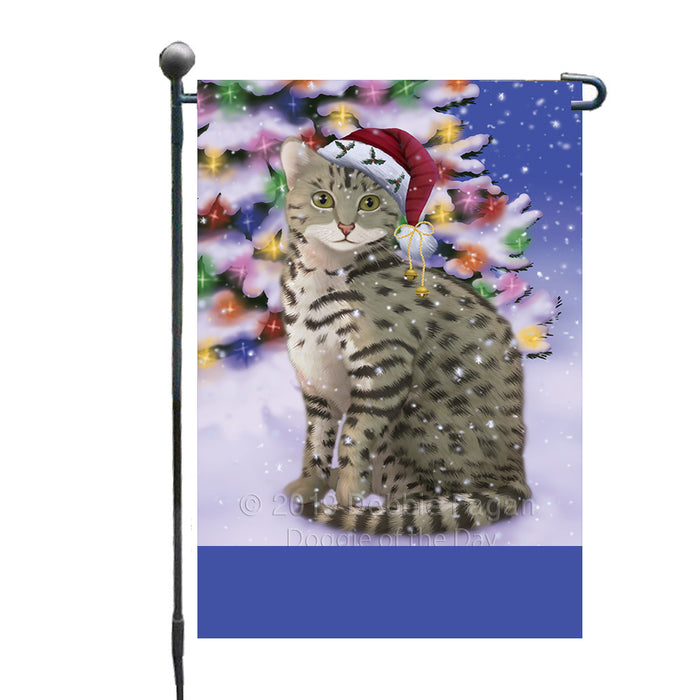 Personalized Winterland Wonderland Egyptian Mau Cat In Christmas Holiday Scenic Background Custom Garden Flags GFLG-DOTD-A61309