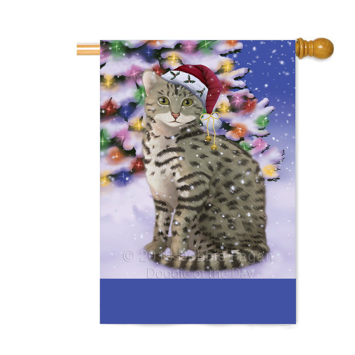 Personalized Winterland Wonderland Egyptian Mau Cat In Christmas Holiday Scenic Background Custom House Flag FLG-DOTD-A61365