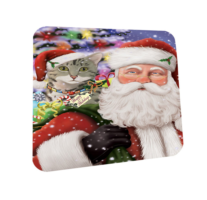 Santa Carrying Egyptian Mau Cat and Christmas Presents Coasters Set of 4 CST55465