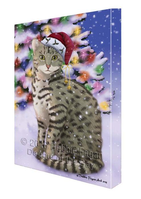 Winterland Wonderland Egyptian Mau Cat In Christmas Holiday Scenic Background Canvas Print Wall Art Décor CVS121274