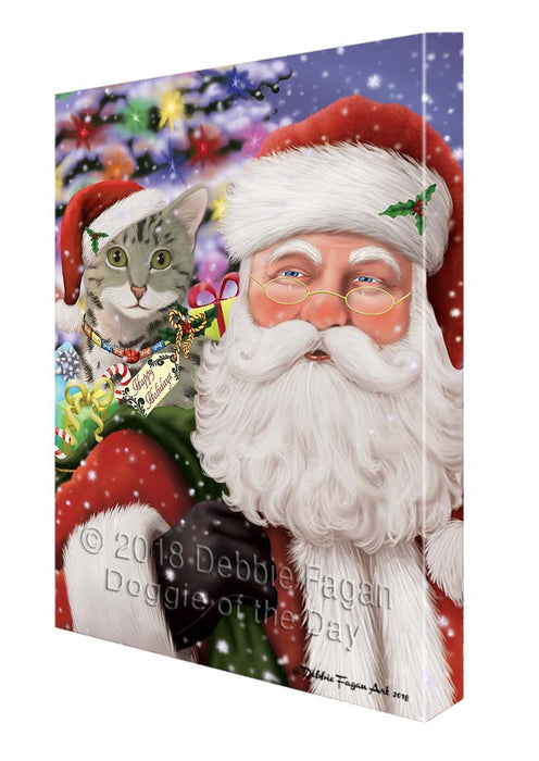 Santa Carrying Egyptian Mau Cat and Christmas Presents Canvas Print Wall Art Décor CVS119492