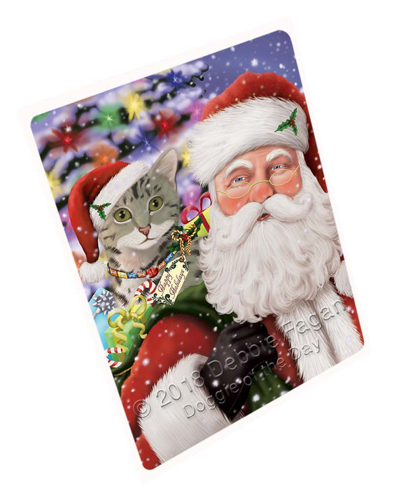 Santa Carrying Egyptian Mau Cat and Christmas Presents Cutting Board C71658