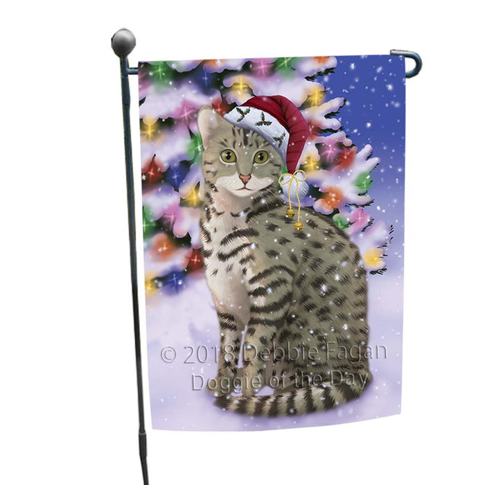 Winterland Wonderland Egyptian Mau Cat In Christmas Holiday Scenic Background Garden Flag GFLG55998
