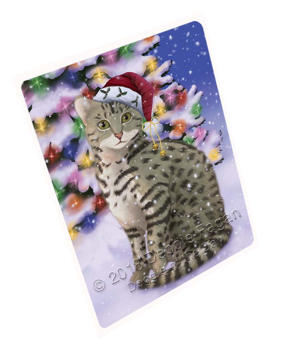 Winterland Wonderland Egyptian Mau Cat In Christmas Holiday Scenic Background Cutting Board C72252