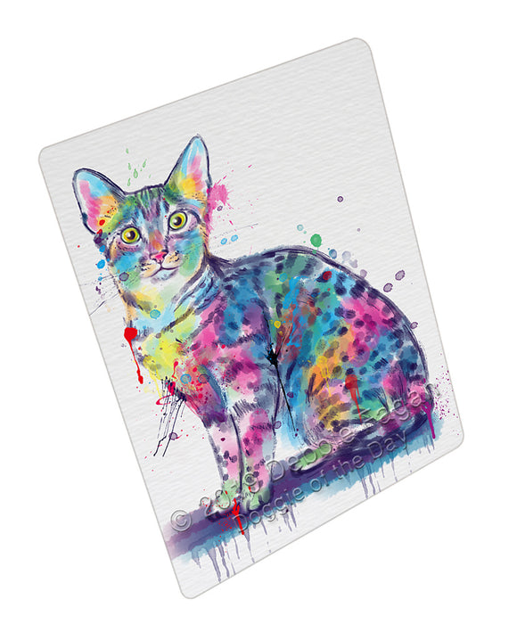 Watercolor Egyptian Mau Cat Cutting Board - For Kitchen - Scratch & Stain Resistant - Designed To Stay In Place - Easy To Clean By Hand - Perfect for Chopping Meats, Vegetables