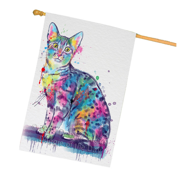 Watercolor Egyptian Mau Cat House Flag FLG66172