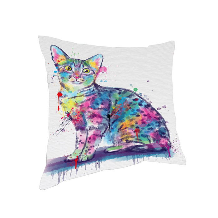 Watercolor Egyptian Mau Cat Pillow with Top Quality High-Resolution Images - Ultra Soft Pet Pillows for Sleeping - Reversible & Comfort - Ideal Gift for Dog Lover - Cushion for Sofa Couch Bed - 100% Polyester
