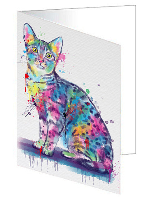 Watercolor Egyptian Mau Cat Handmade Artwork Assorted Pets Greeting Cards and Note Cards with Envelopes for All Occasions and Holiday Seasons GCD79094