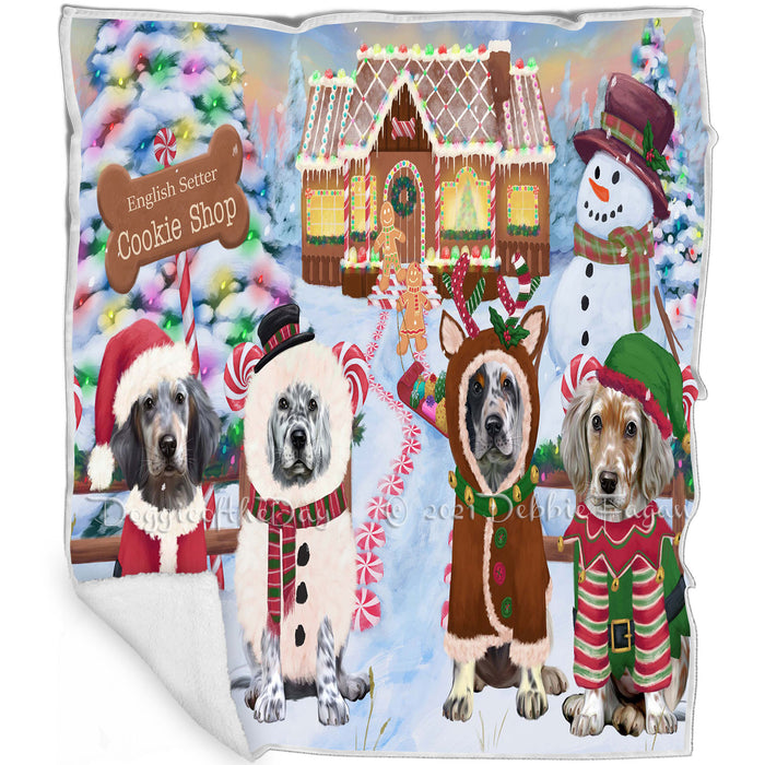 Holiday Gingerbread Cookie Shop English Setter Dogs Blanket BLNKT143405
