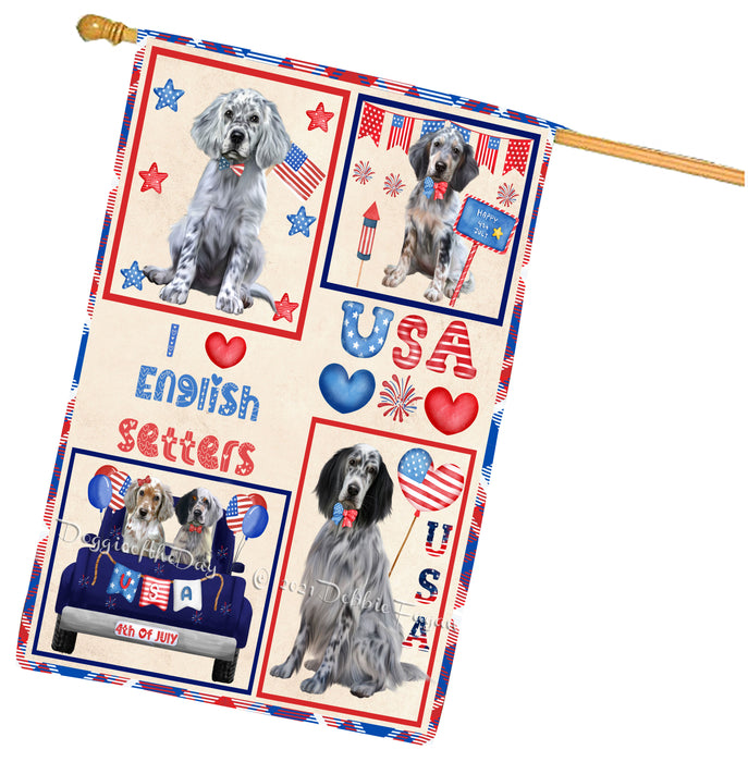 4th of July Independence Day I Love USA English Setter Dogs House flag FLG66954