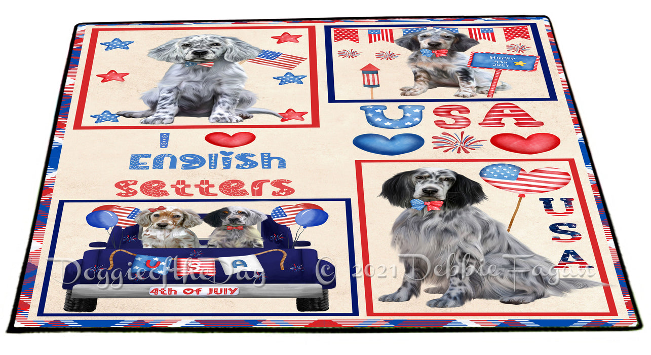 4th of July Independence Day I Love USA English Setter Dogs Floormat FLMS56200 Floormat FLMS56200