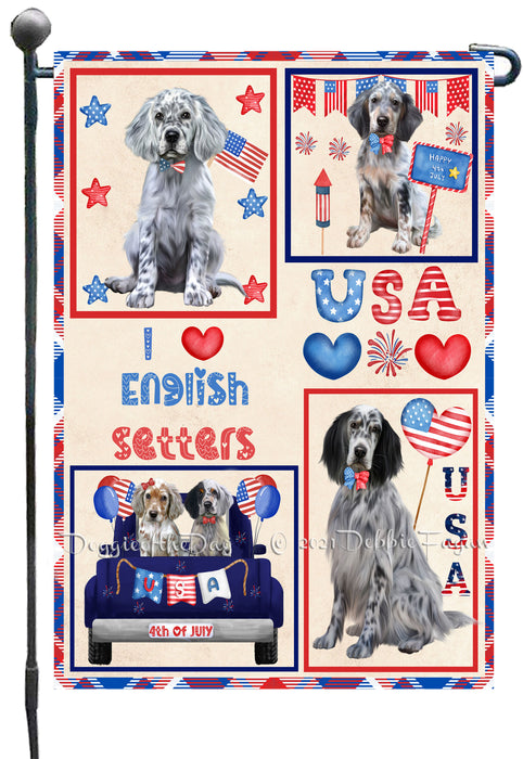 4th of July Independence Day I Love USA English Setter Dogs Garden Flag GFLG66898