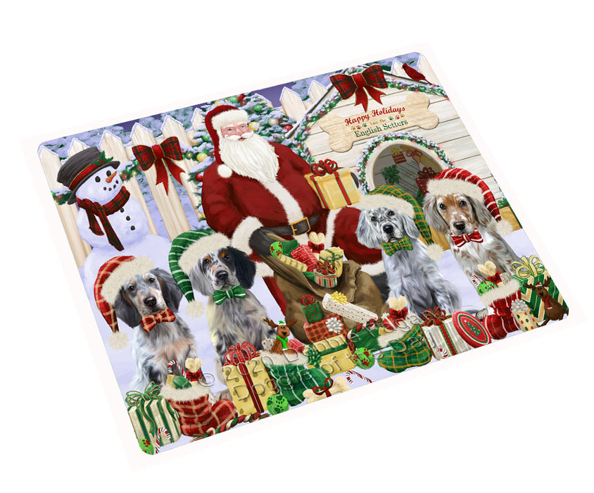 Christmas Dog house Gathering English Setter Dogs Cutting Board - For Kitchen - Scratch & Stain Resistant - Designed To Stay In Place - Easy To Clean By Hand - Perfect for Chopping Meats, Vegetables