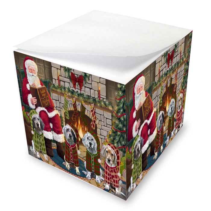 Christmas Cozy Fire Holiday Tails English Setter Dogs Note Cube NOC-DOTD-A57444
