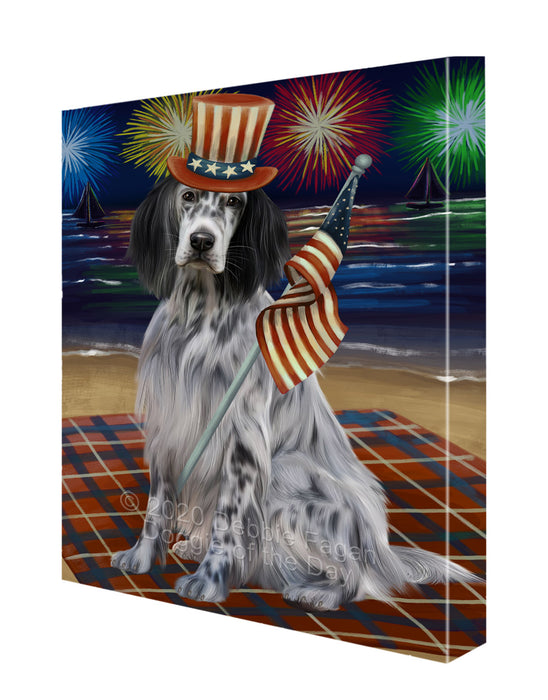 4th of July Independence Day Firework English Setter Dog Canvas Wall Art - Premium Quality Ready to Hang Room Decor Wall Art Canvas - Unique Animal Printed Digital Painting for Decoration CVS107