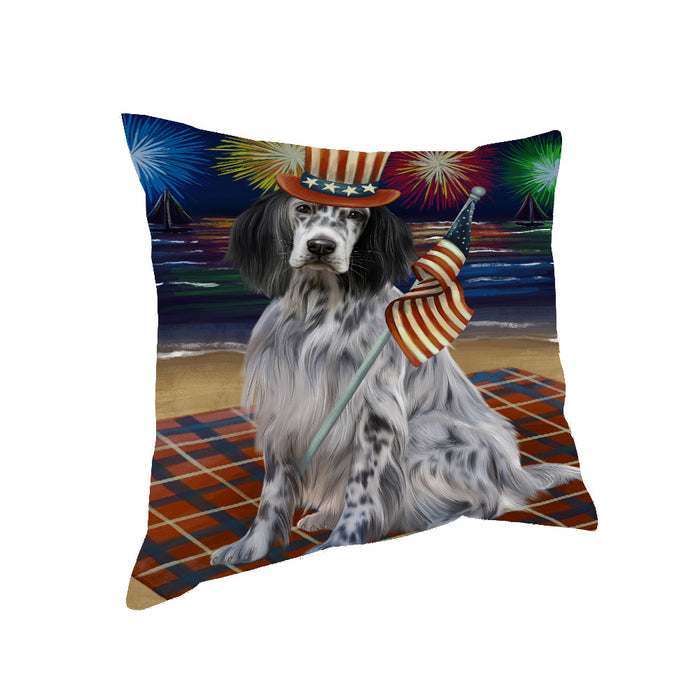 4th of July Independence Day Firework English Setter Dog Pillow with Top Quality High-Resolution Images - Ultra Soft Pet Pillows for Sleeping - Reversible & Comfort - Ideal Gift for Dog Lover - Cushion for Sofa Couch Bed - 100% Polyester, PILA91453