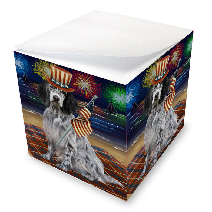 4th of July Independence Day Firework English Setter Dog Note Cube NOC-DOTD-A57102