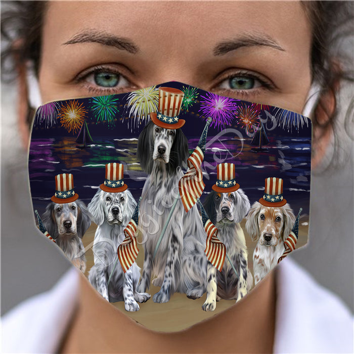 4th of July Independence Day English Setter Dogs Face Mask FM49403