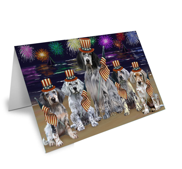 4th of July Independence Day Firework English Setter Dogs Handmade Artwork Assorted Pets Greeting Cards and Note Cards with Envelopes for All Occasions and Holiday Seasons