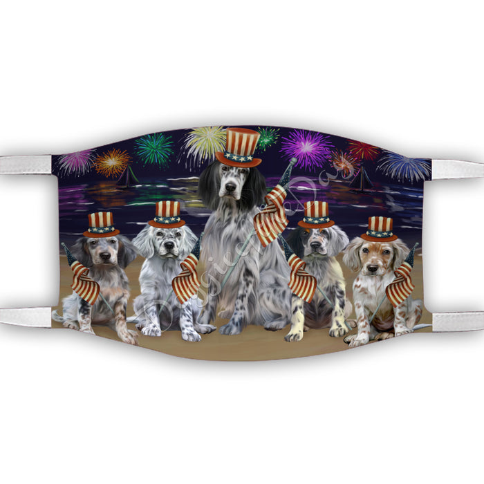 4th of July Independence Day English Setter Dogs Face Mask FM49403