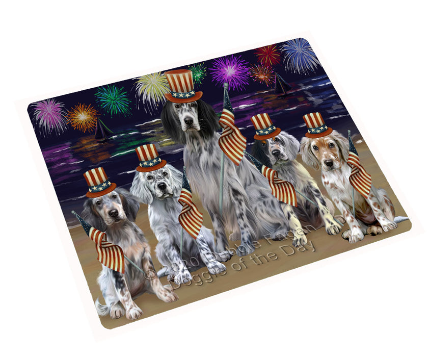 4th of July Independence Day Firework English Setter Dogs Cutting Board - For Kitchen - Scratch & Stain Resistant - Designed To Stay In Place - Easy To Clean By Hand - Perfect for Chopping Meats, Vegetables