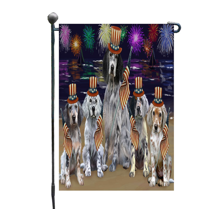 4th of July Independence Day Firework English Setter Dogs Garden Flags Outdoor Decor for Homes and Gardens Double Sided Garden Yard Spring Decorative Vertical Home Flags Garden Porch Lawn Flag for Decorations