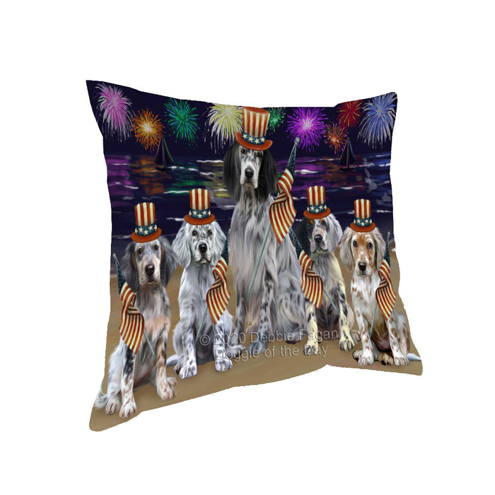 4th of July Independence Day Firework English Setter Dogs Pillow with Top Quality High-Resolution Images - Ultra Soft Pet Pillows for Sleeping - Reversible & Comfort - Ideal Gift for Dog Lover - Cushion for Sofa Couch Bed - 100% Polyester