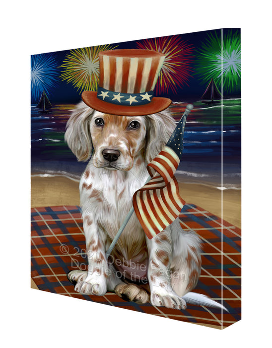 4th of July Independence Day Firework English Setter Dog Canvas Wall Art - Premium Quality Ready to Hang Room Decor Wall Art Canvas - Unique Animal Printed Digital Painting for Decoration CVS108