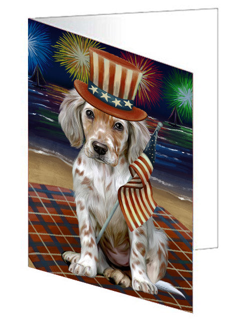 4th of July Independence Day Firework English Setter Dog Handmade Artwork Assorted Pets Greeting Cards and Note Cards with Envelopes for All Occasions and Holiday Seasons