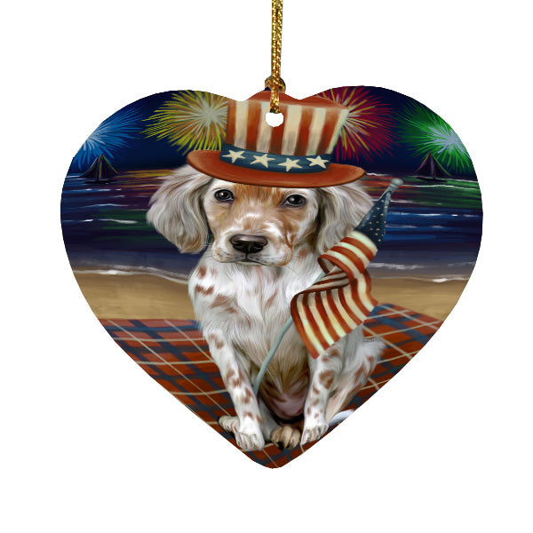 4th of July Independence Day Firework English Setter Dog Heart Christmas Ornament HPORA58823