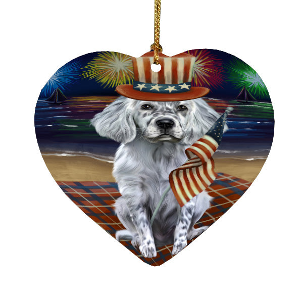 4th of July Independence Day Firework English Setter Dog Heart Christmas Ornament HPORA58824