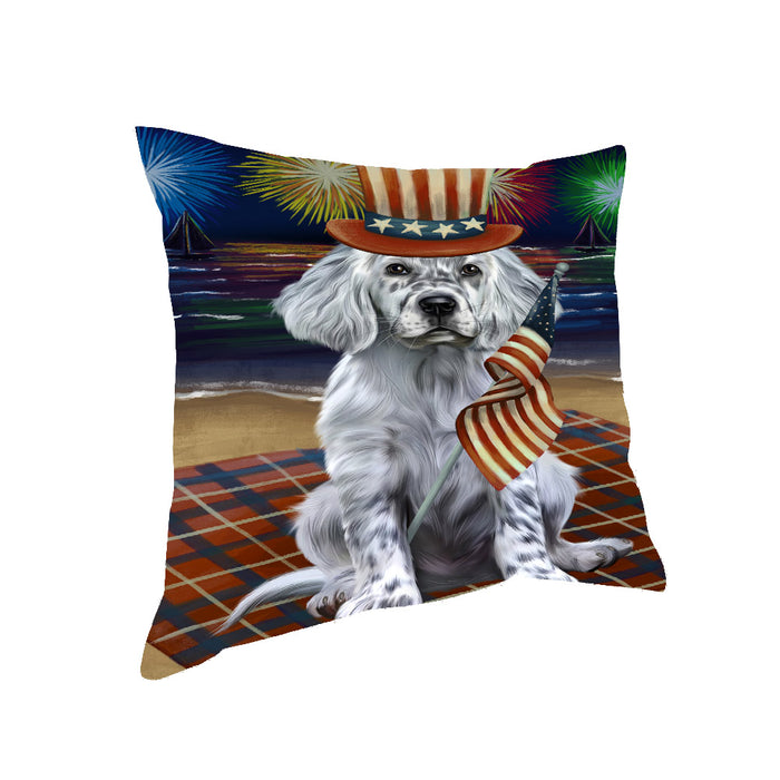 4th of July Independence Day Firework English Setter Dog Pillow with Top Quality High-Resolution Images - Ultra Soft Pet Pillows for Sleeping - Reversible & Comfort - Ideal Gift for Dog Lover - Cushion for Sofa Couch Bed - 100% Polyester, PILA91459